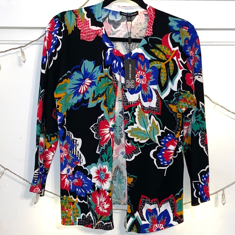 Classy Floral Patterned Cardigan NEW